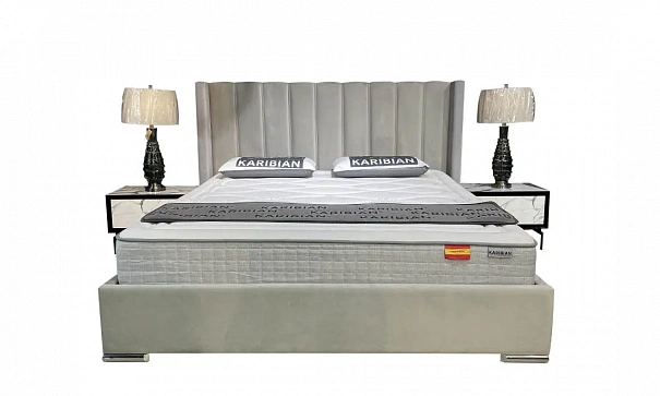 Кровать 1,8 Сабрина с подъемным механизмом 2060x2150x1270 ткань серая - 3d модель