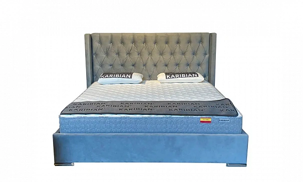 Кровать 1,8 Адель с подъемным механизмом 2060x2150x1270 серый (Багира 18) - 3d модель