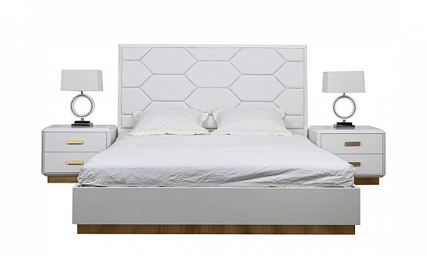 Кровать 1,8 Инфинити экокожа современная 1970x2155x1380 белый - 3d модель